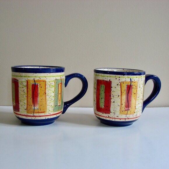 Pfaltzgraff Set of 2 Coffee Mugs Sedona Colourful Splatter Oversized Large - Picture 1 of 10
